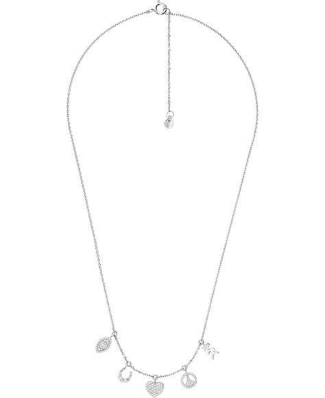 michael kors lucky 7 charm|Michael Kors Sterling Silver Crystal Lucky Charm Necklace, 16.